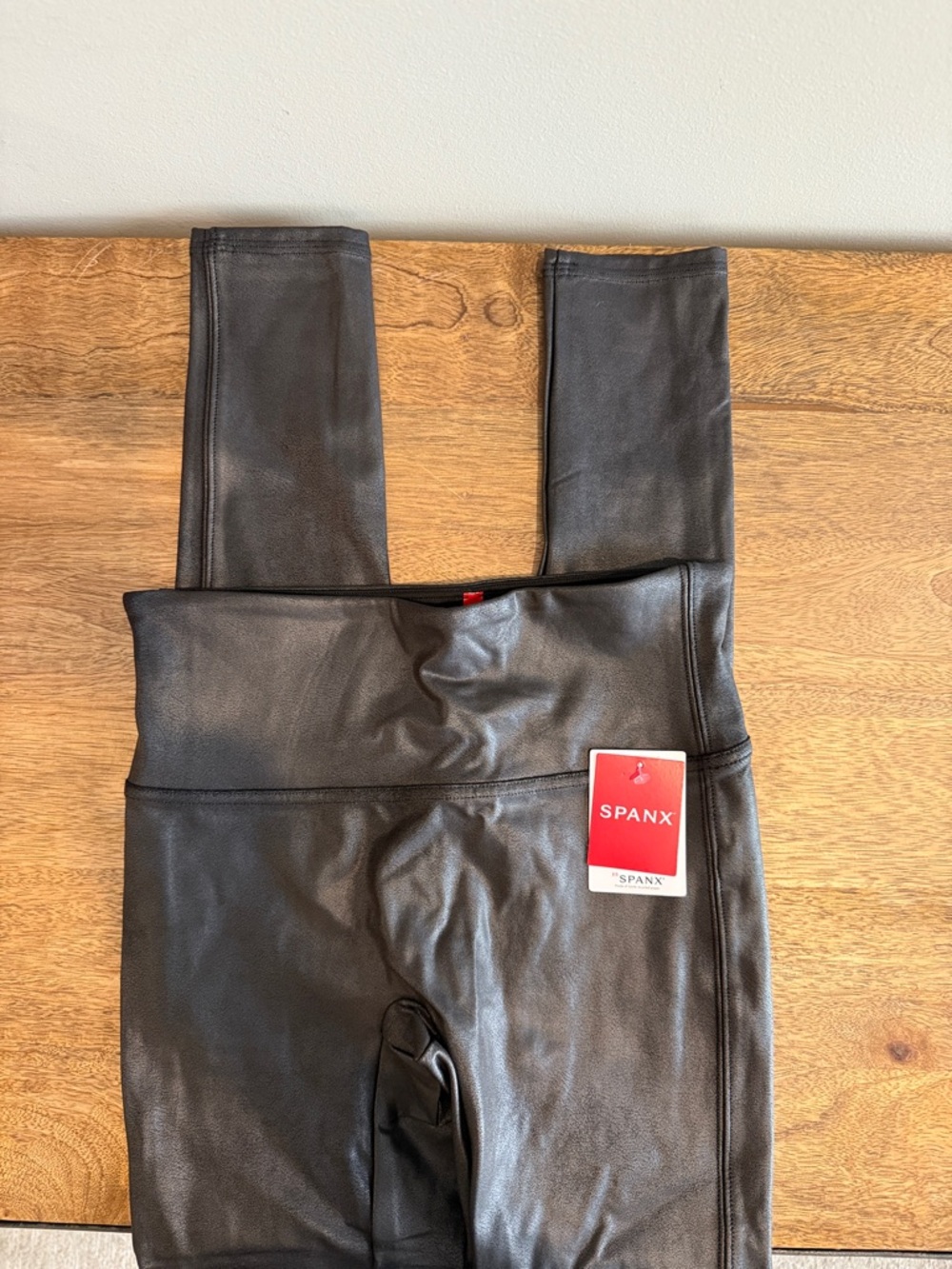 SPANX Black Faux Leather High-Waist Leggings